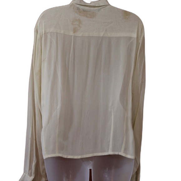 Vintage French Connection Cream Eyelet Embroidered Button Down Blouse Medium - Picture 11 of 14